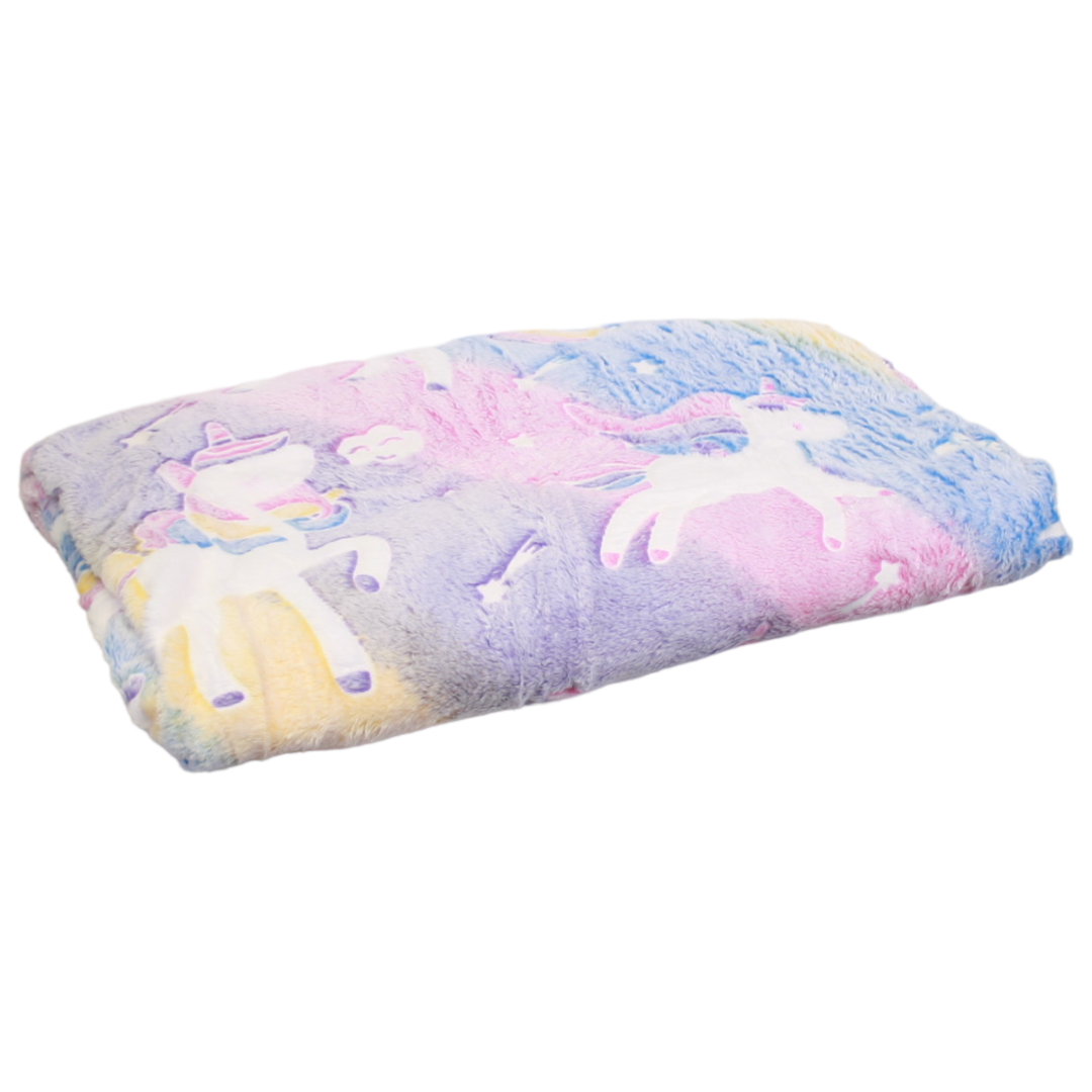 Glow In The Dark Blanket - Unicorns - 180cm x 150cm