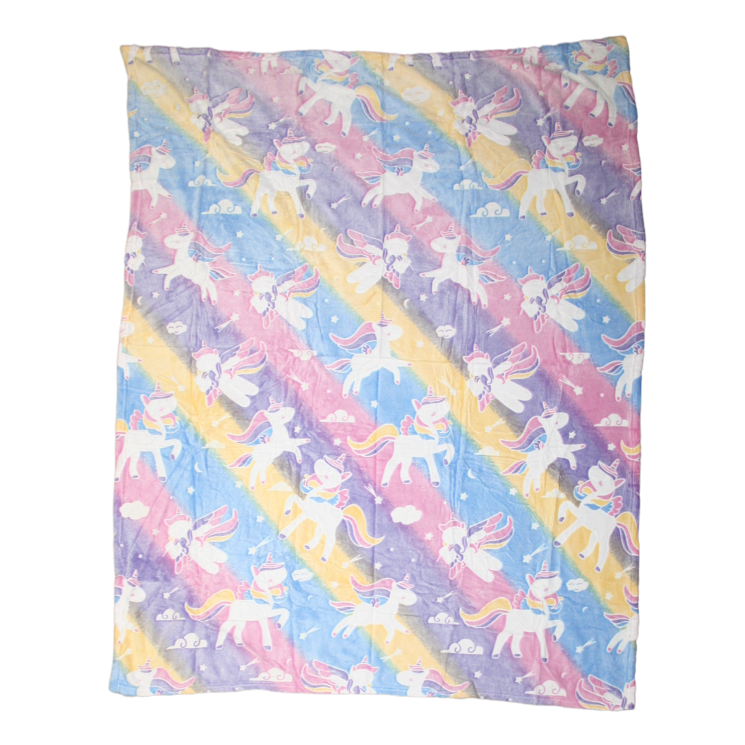 Glow In The Dark Blanket - Unicorns - 180cm x 150cm