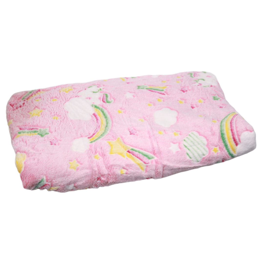 Glow In The Dark Blanket - Shooting Star Rainbow - 180cm x 150cm