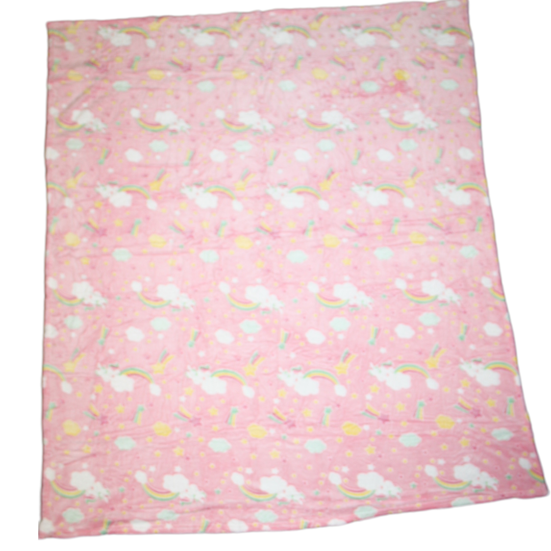 Glow In The Dark Blanket - Shooting Star Rainbow - 180cm x 150cm