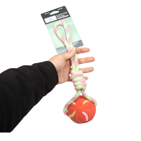 KolloPet Multicoloured Rubber Ball & Rope Dog Toy