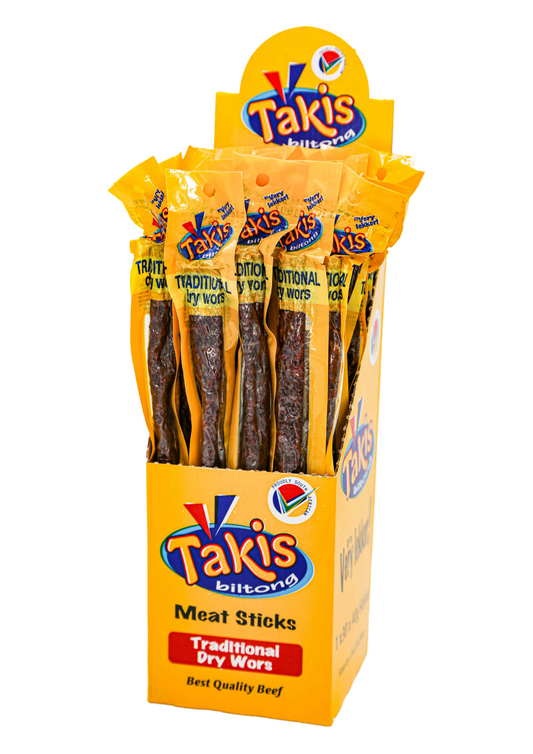 Takis Biltong Meat Sticks - Traditional Dry Wors - Beef - 30 x 40g