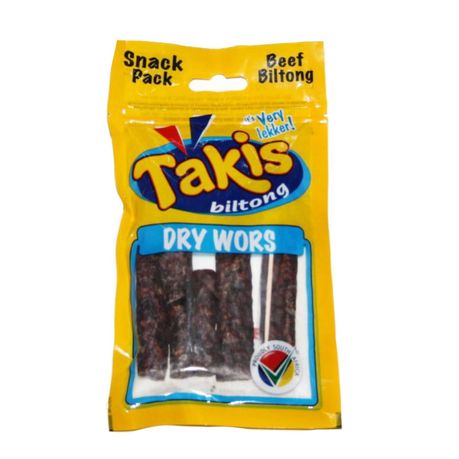 Takis Biltong Snack Pack - Dry Wors - Beef - 20 x 60g - Bulk Pack