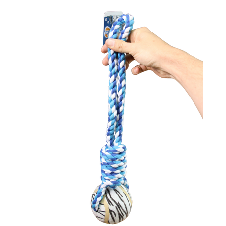 Nature Zebra Big Hard Rubber Tennis Ball Knotted Dog Rope Toy