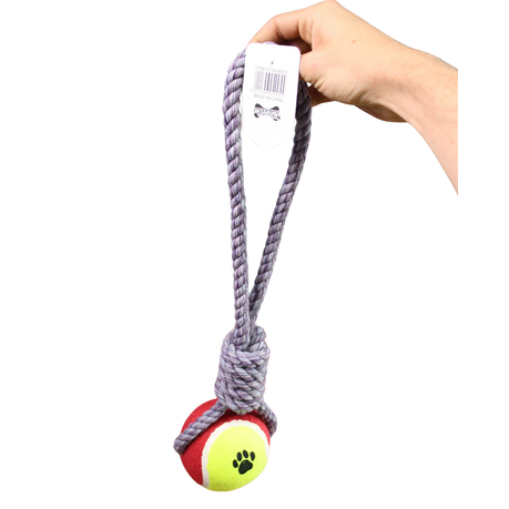 Nature Purple Big Hard Rubber Tennis Ball Knotted Dog Rope Toy
