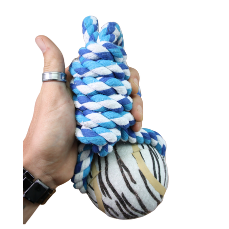 Nature Zebra Big Hard Rubber Tennis Ball Knotted Dog Rope Toy